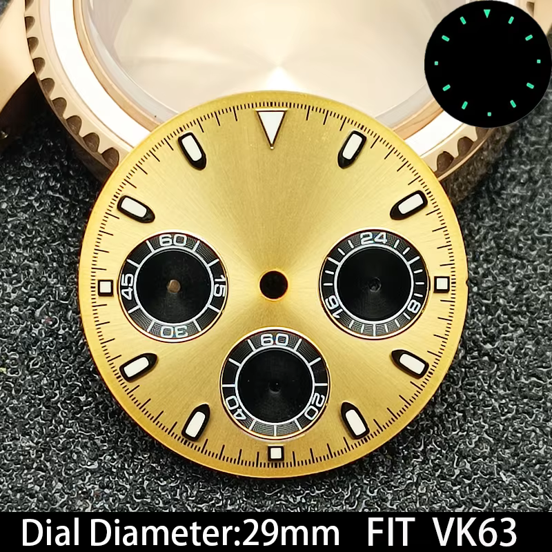 Cadran de montre VK63 lumineux vert de haute qualité
