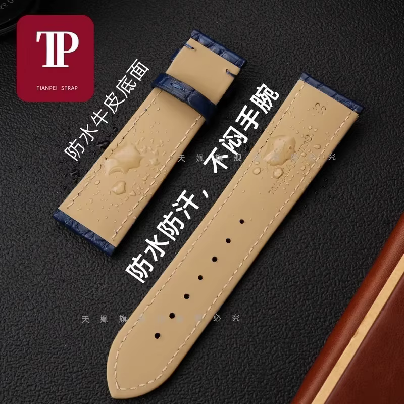 Bracelet de montre en cuir de Crocodile pour Tissot Longines Omega Mido
