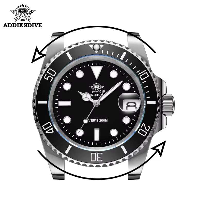 ADDIESDIVE montres à Quartz de plongée pour hommes lunette en céramique en acier inoxydable 316L montre-bracelet étanche rétro C3 montre analogique lumineuse