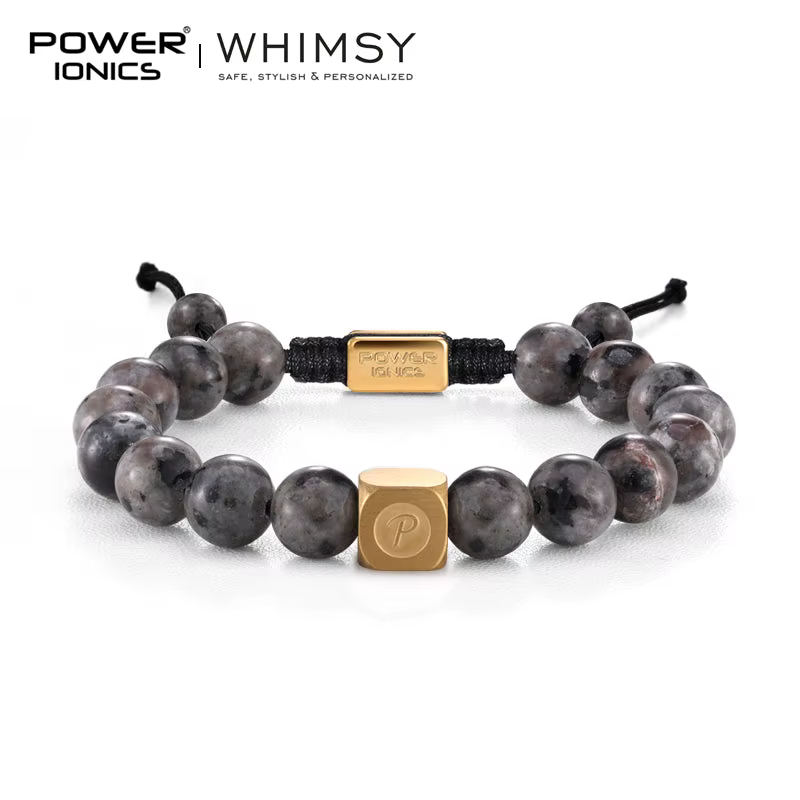 POWER IONICS 8mm 10mm Bracelet réglable en perles de pierre de feu de flamme naturelle-plaqué or 18 carats bijoux unisexe cadeau de gravure personnalisé