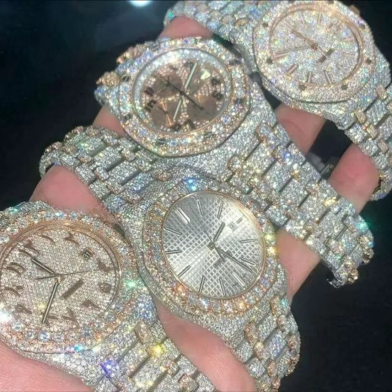 Montres plein de diamants pour femmes de luxe haut de gamme Hip Hop numéro montre à Quartz pour hommes mode acier étanche horloge montre-bracelet