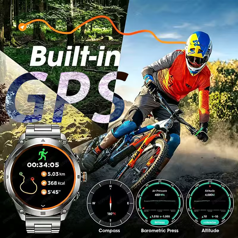 Nouvelle montre connectée militaire GPS sportive 2026, grand écran haute définition de 1,7 pouce, batterie de 1000 mAh, étanche 3ATM, boussole