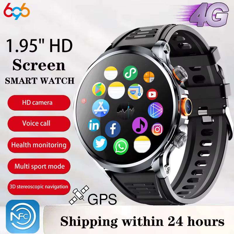 Nouveaux hommes 4G montres intelligentes GPS carte SIM Wifi caméra NFC 32G ROM APP télécharger sport Fitness appel vidéo Smartwatch étanche