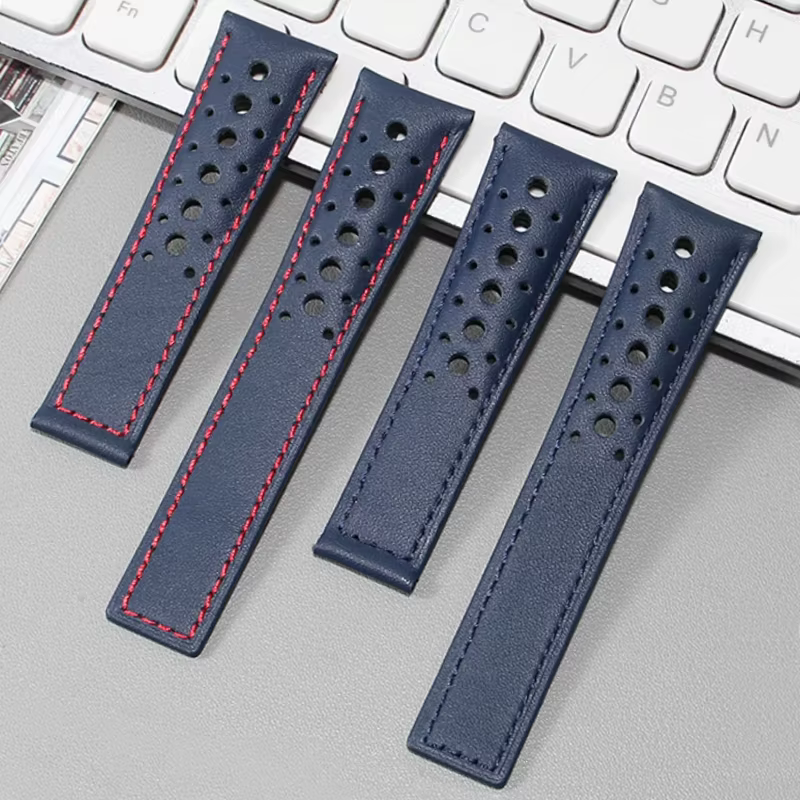 Bracelet de montre élégant en cuir véritable pour homme