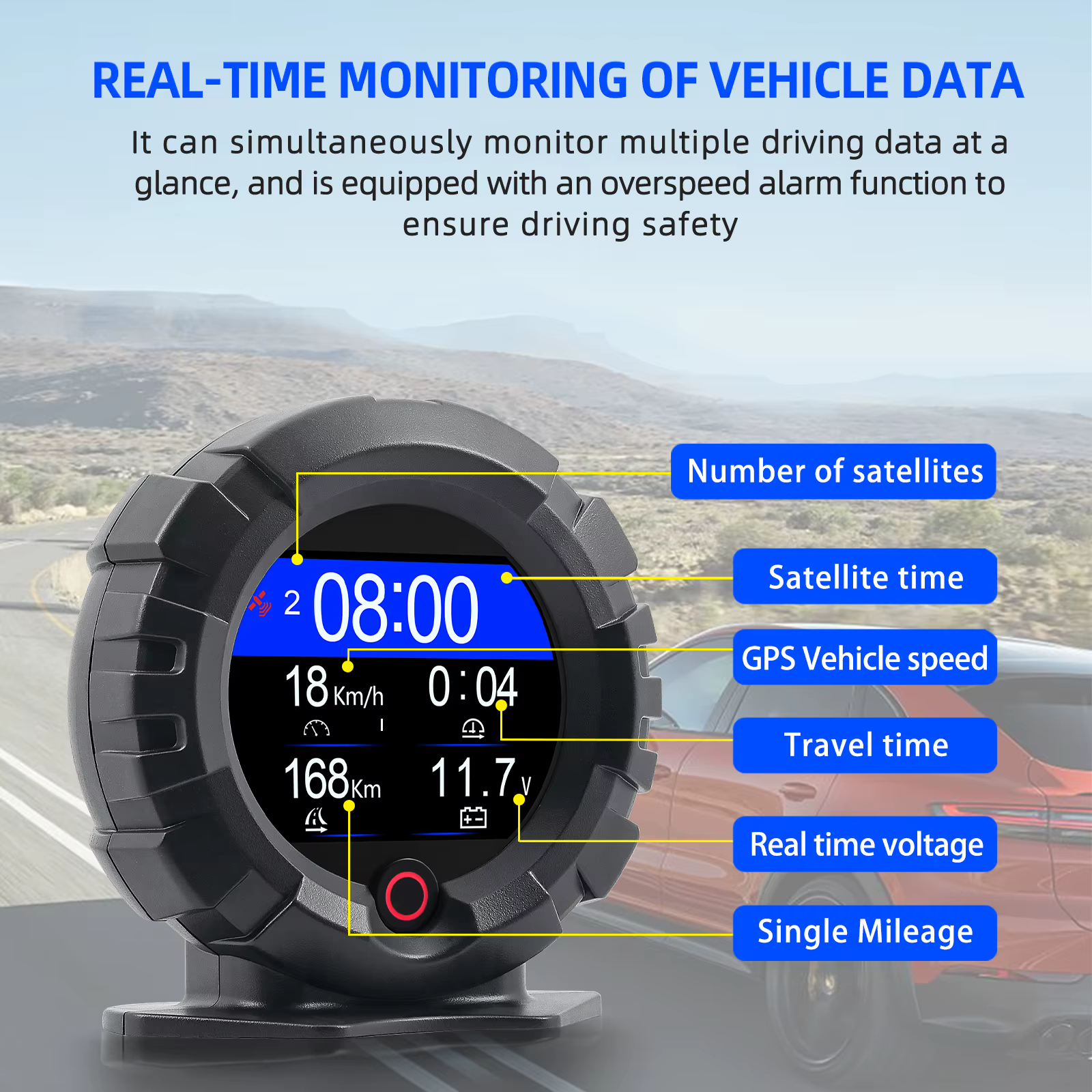 X95 GPS affichage tête haute compteur de pente horizontale inclinomètre