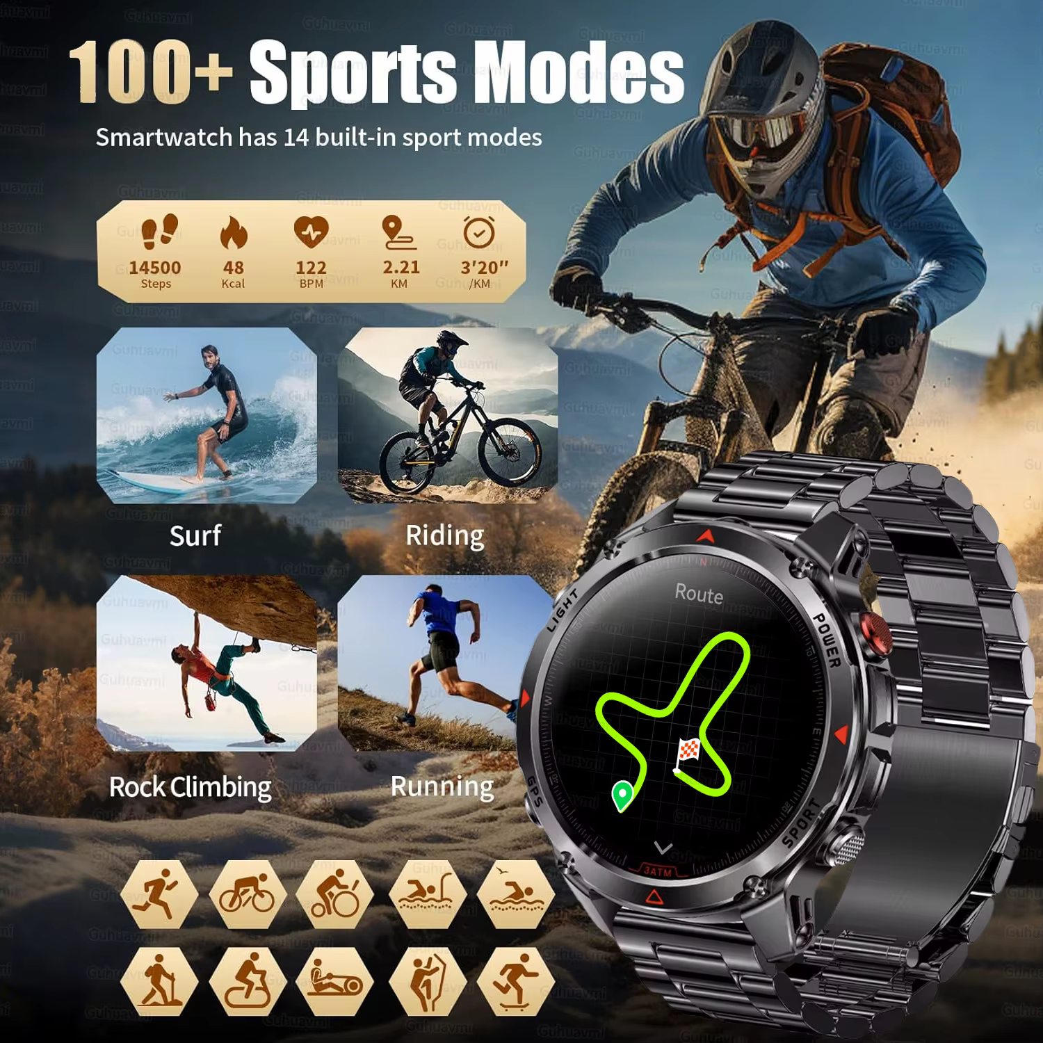 Forerunner 570 GPS montre intelligente 3ATM étanche AMOLED écran MULTI-bande GNSS boussole altimètre lampe de poche sport Smartwatch hommes