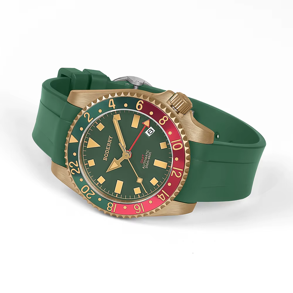 Boderry Bronze GMT montre plongeur ADMIRAL montres automatique pour Seiko NH34 mouvement 200M montre-bracelet étanche pour hommes