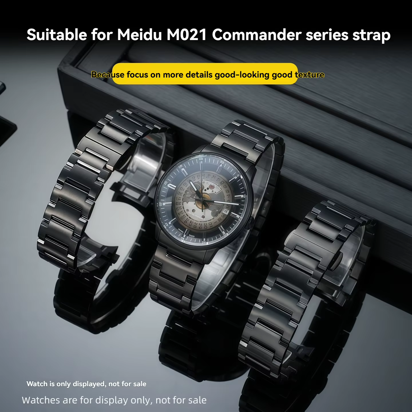Bracelet de remplacement en acier inoxydable pour Mido Commander Gradient Smoked M021.407 'Phantom'