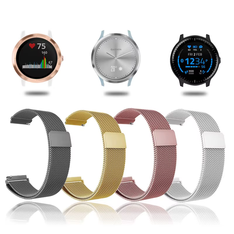 Bracelet métallique 18mm 20mm 22mm pour Garmin Vivoactive 3 4 4s 5 6