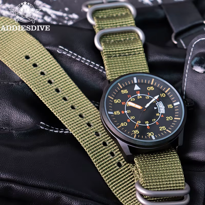 ADDIESDIVE nouvelle montre à Quartz JD1508 pour hommes sport Hardlex cadran fenêtre 50M étanche montres bracelet en Nylon Relogio Masculino