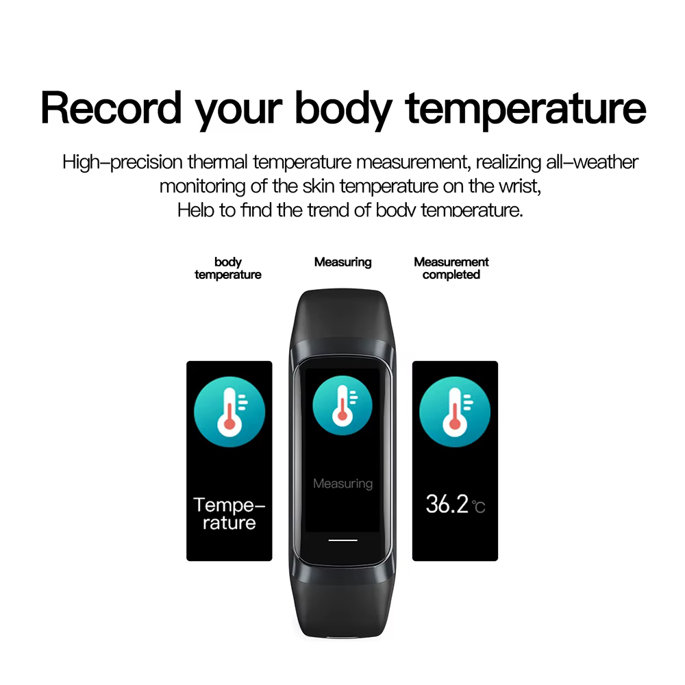 Montre connectée AMOLED avec moniteur de température corporelle