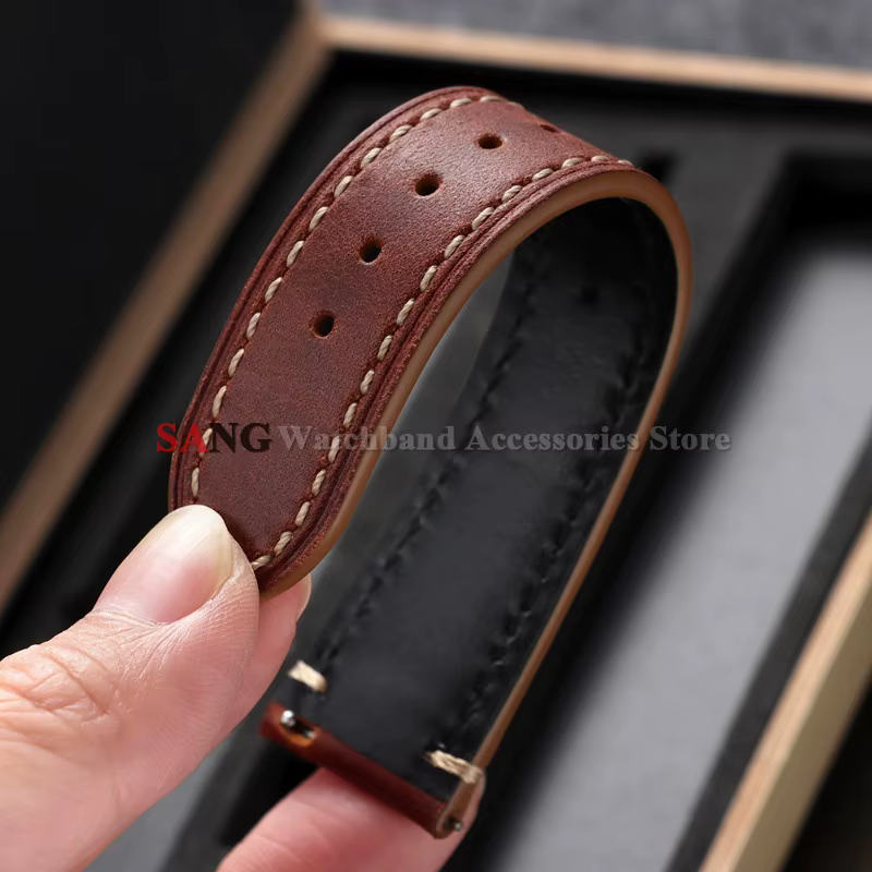 Bracelet de montre en cuir avec boucle papillon pour Citizen