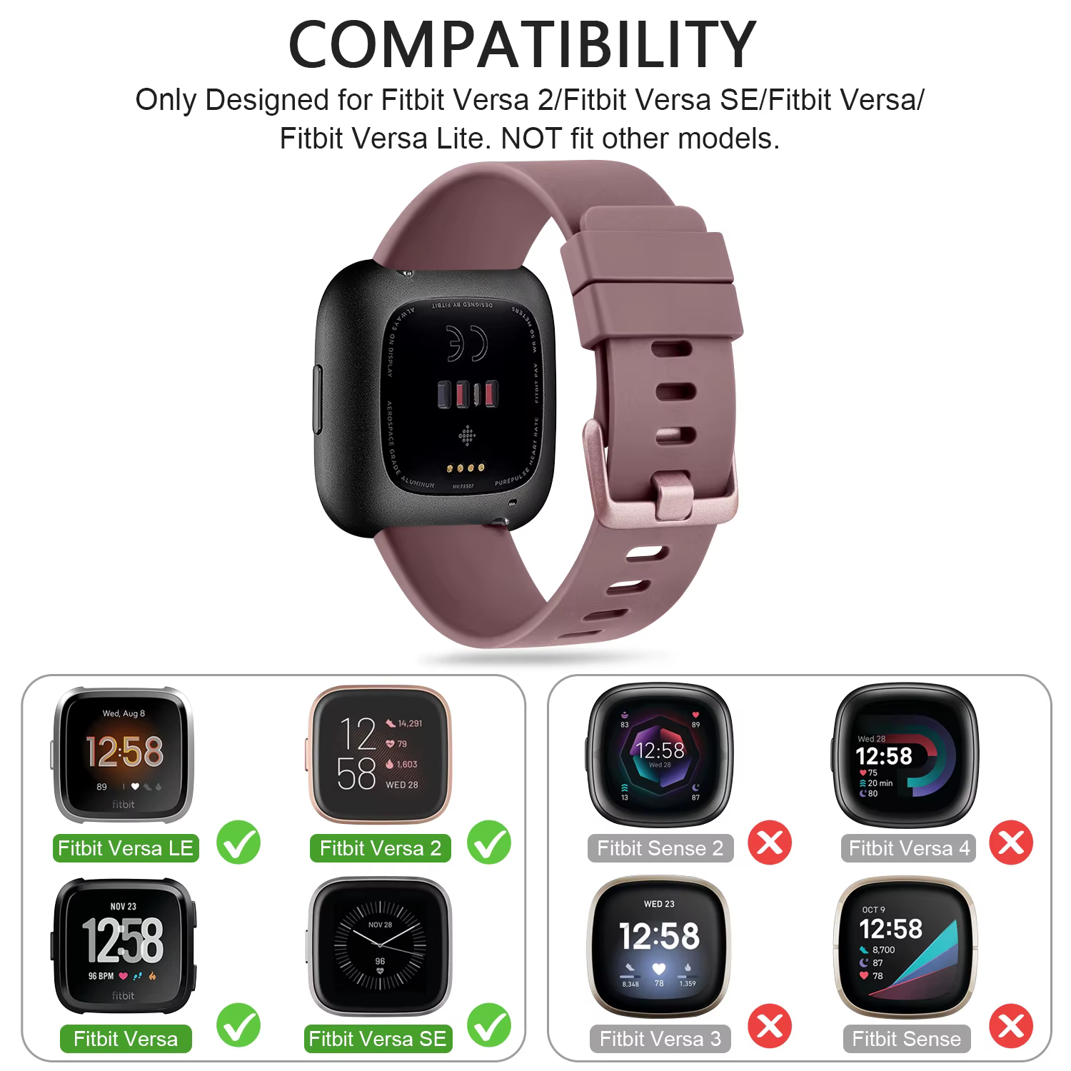 Bracelet de montre en TPU souple pour Fitbit Versa 1/Versa 2/Versa Lite