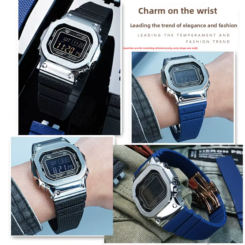Bracelet en caoutchouc fluoré amélioré pour Casio G-SHOCK GMW-B5000 GM-B2100