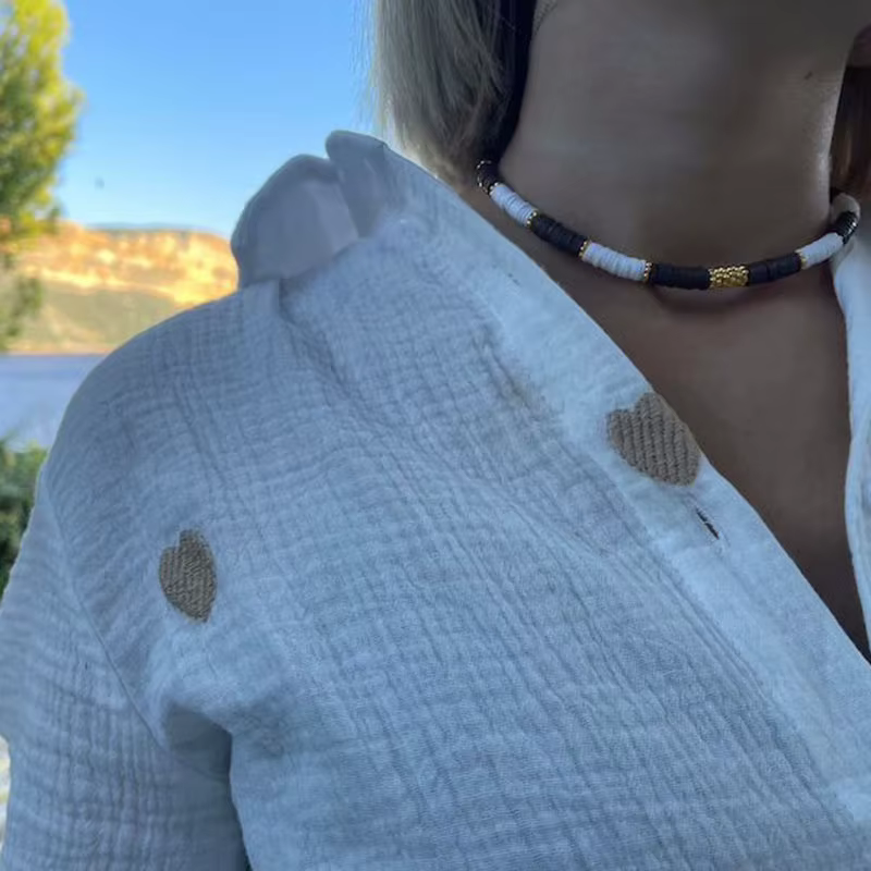 Heishi-Collier en argile douce colorée rétro pour femme, pierre précieuse simple, collier Boho, destroy ity