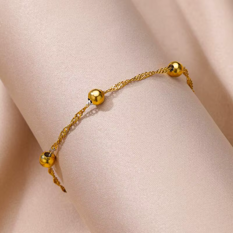 Bracelets de cheville pour femmes, accessoires de plage, chaîne de perles en acier inoxydable, bijoux esthétiques, cadeau d'anniversaire, été