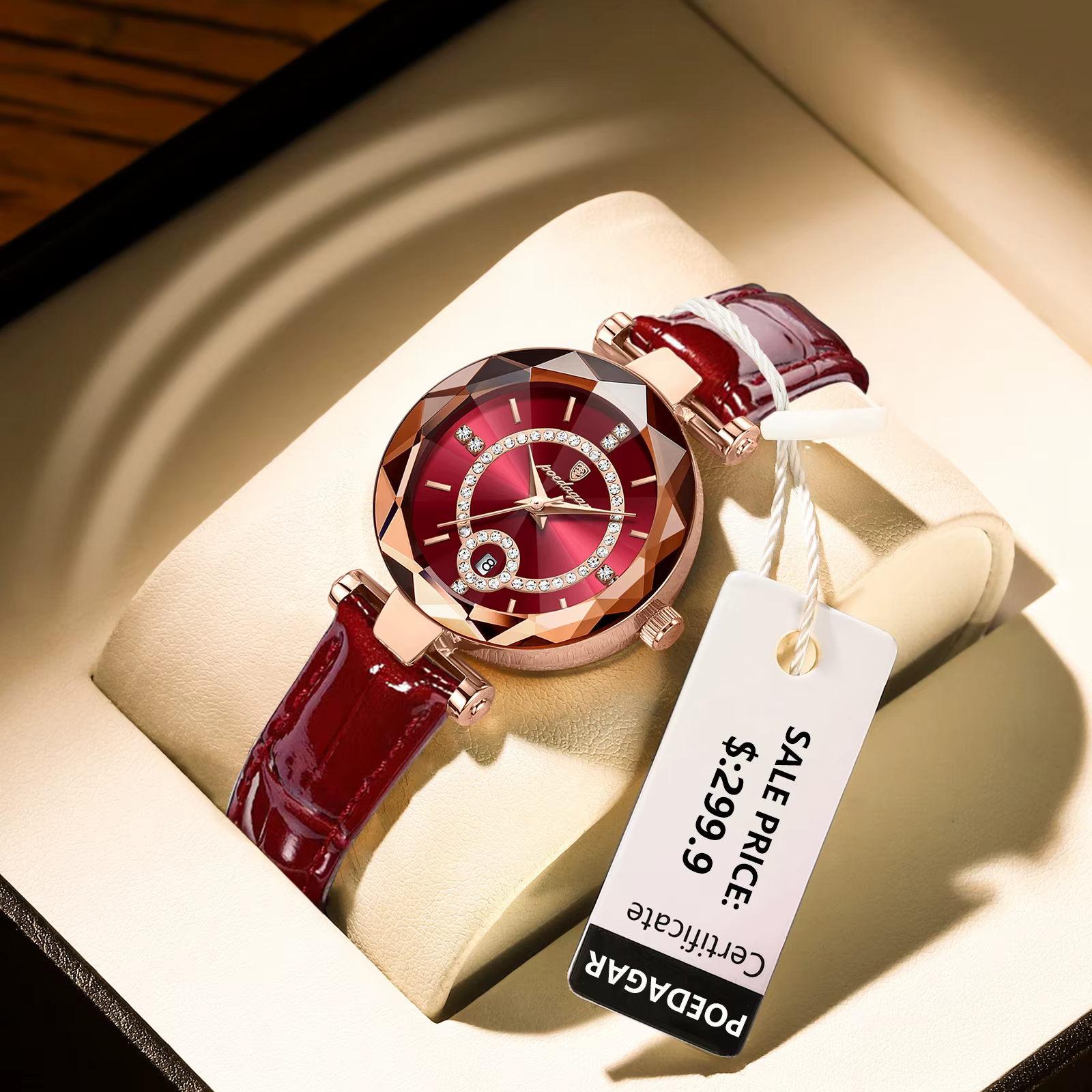 POEDAGAR montre de luxe pour femmes de haute qualité étanche Date en cuir dames montres robe Quartz décontracté