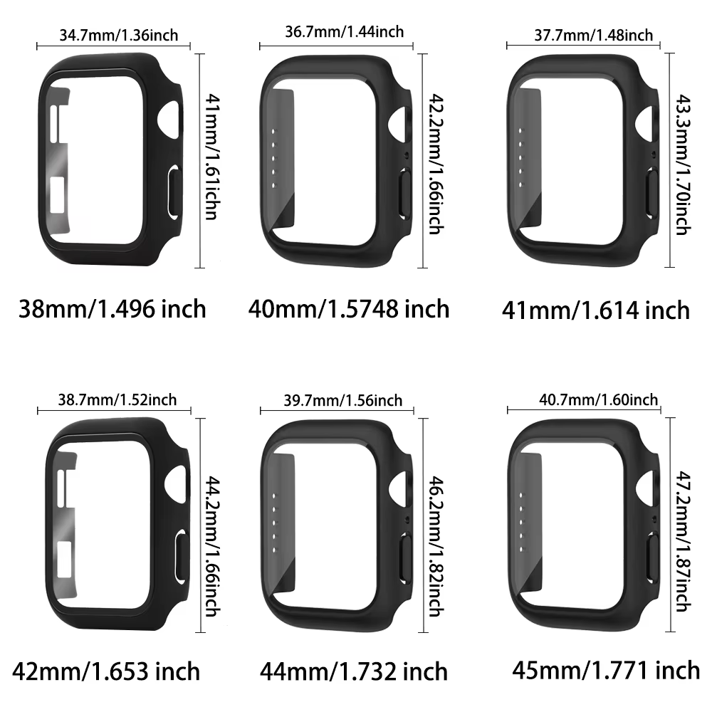 Verre trempé + coque pour Apple Watch 11/10/9/8/7/6/5/4/3/2/1