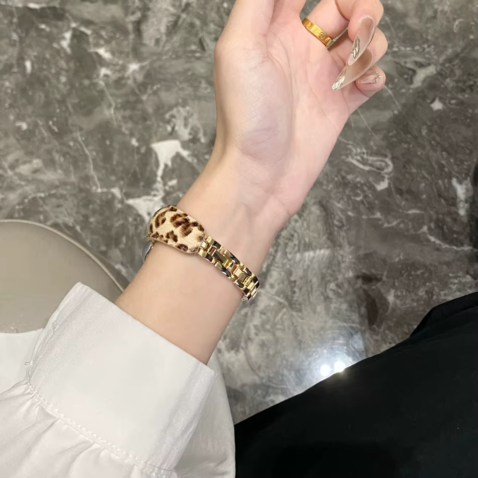 Bracelet de luxe imprimé léopard pour Apple iWatch série 10 9 8 7 6 5 4 3 SE Ultra 2 femmes Bracelets de mode