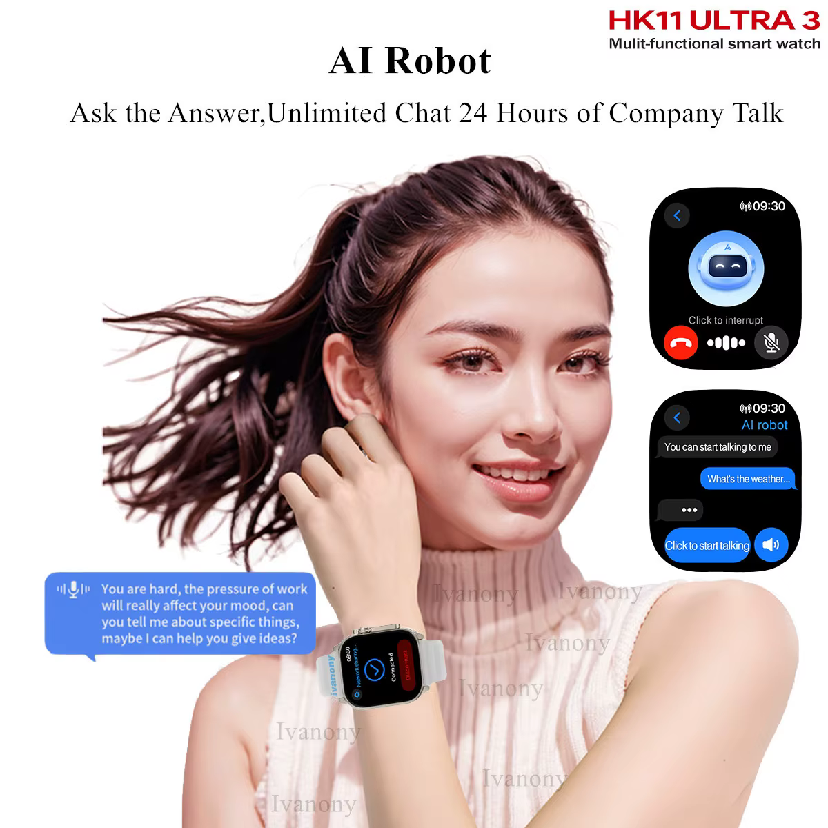 Original HK11 ULTRA3 montre intelligente Support TWS écouteur connecter réseau partage connexion AI Robots recevoir appel AMOLED Smartwatch