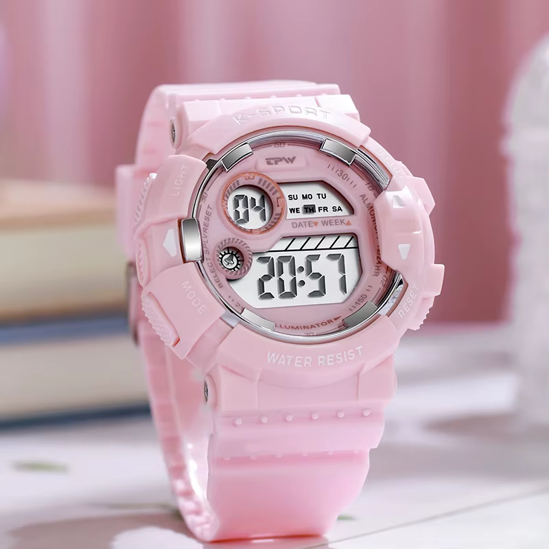 TPW montre numérique couleur bonbon pour adolescentes résistant à l'eau mode école étudiant montre-bracelet