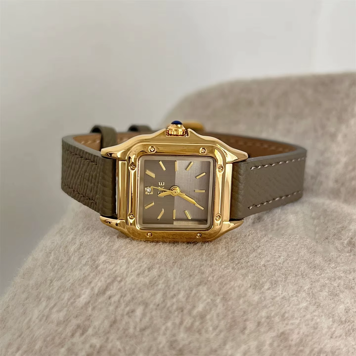 Femmes montre à Quartz Vintage or carré Orologio Reloj Mujer filles horloge dames mode Simple gris bracelet en cuir nouvelle montre-bracelet