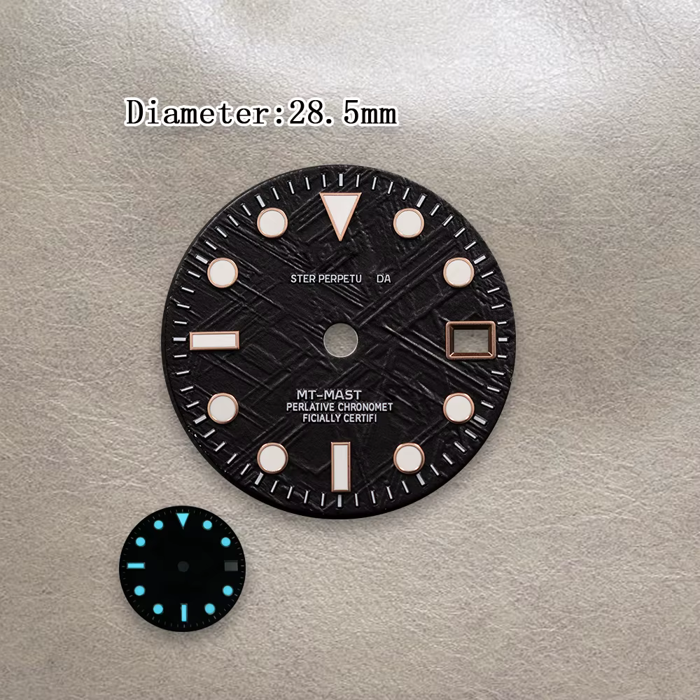  Accessoires de modification de montre de haute qualité : Cadran NH34 en météorite noire de 28