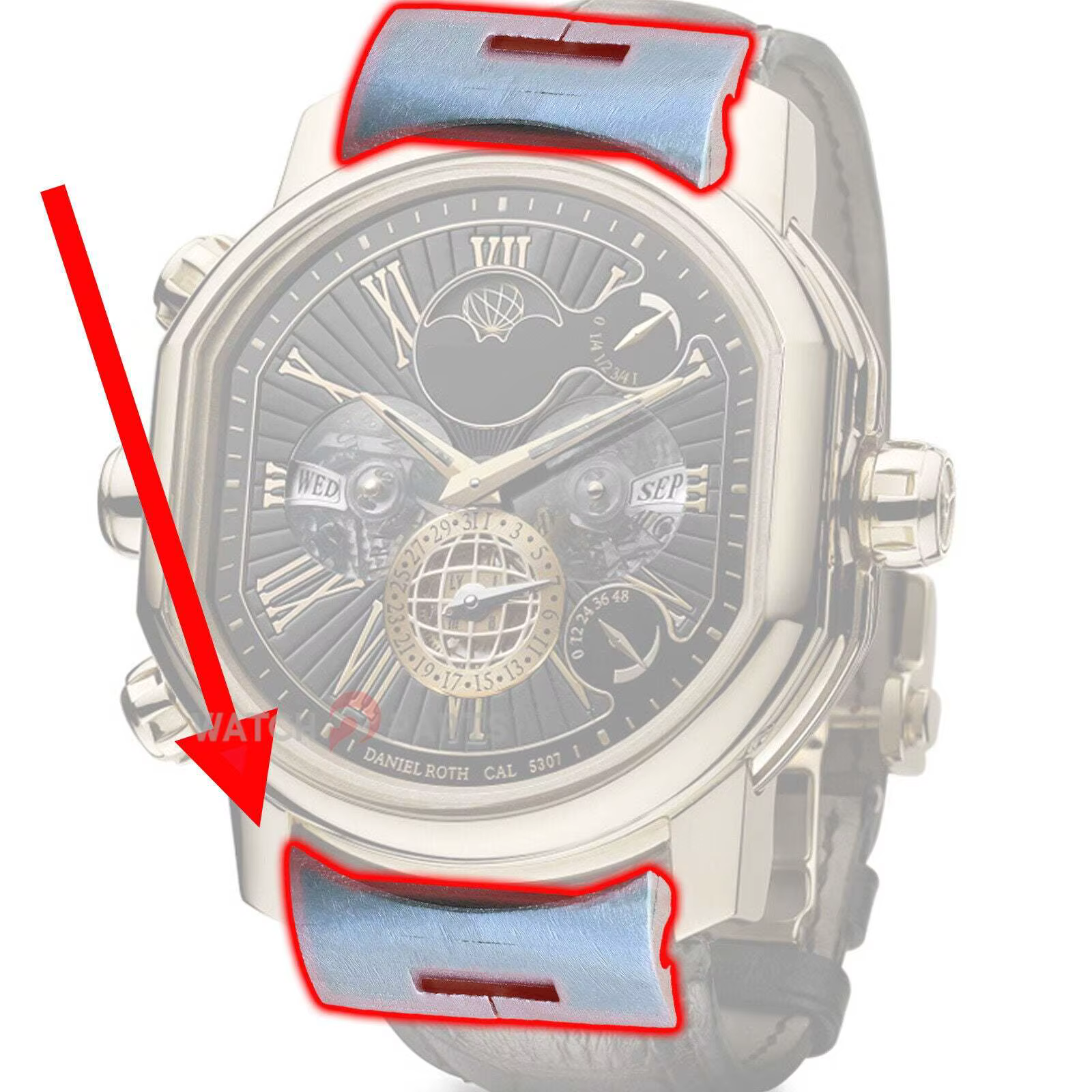 Bracelet de montre en cuir avec insert intérieur en acier