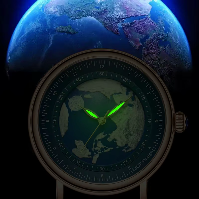 Montre-bracelet en cuir Blue Planet pour homme