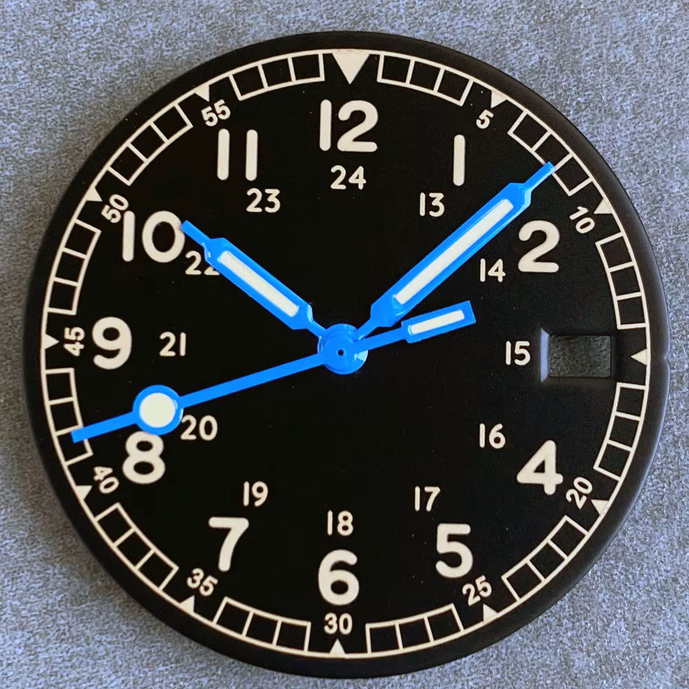 Nologo 29mm pilote champ cadran de montre pour NH35 NH36 3.8/3 horloge