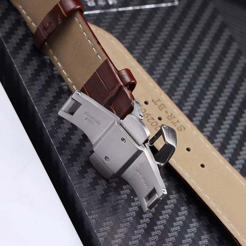 Bracelet de montre en cuir véritable pour homme