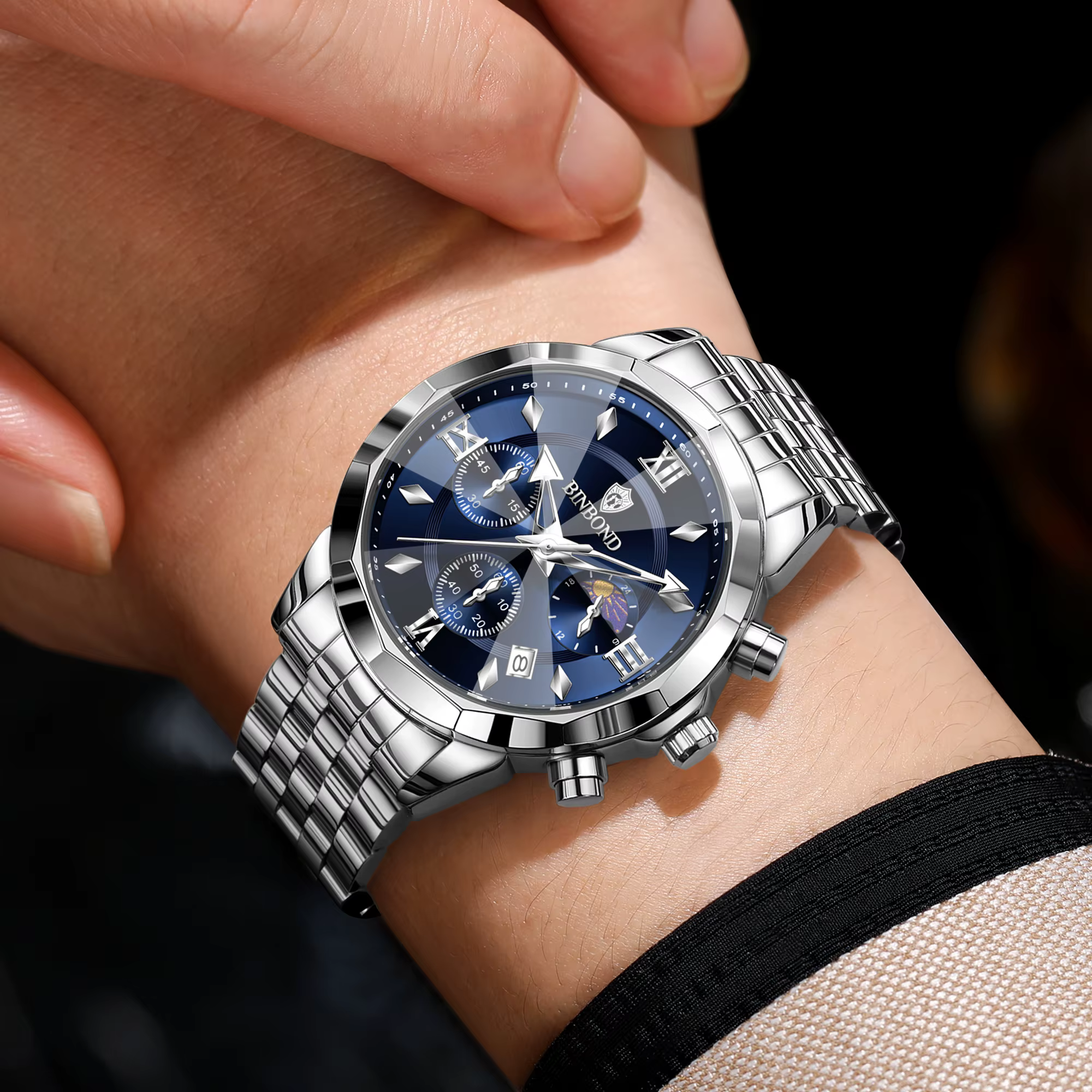 Montre chronographe BINBOND originale pour homme