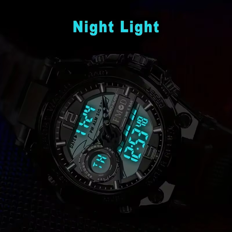 Montre-bracelet militaire numérique en acier pour hommes