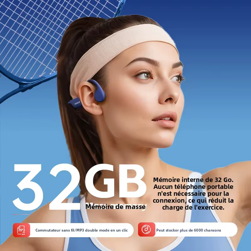 POLVCDG casque à Conduction osseuse IPX8 32GB Bluetooth 5.3