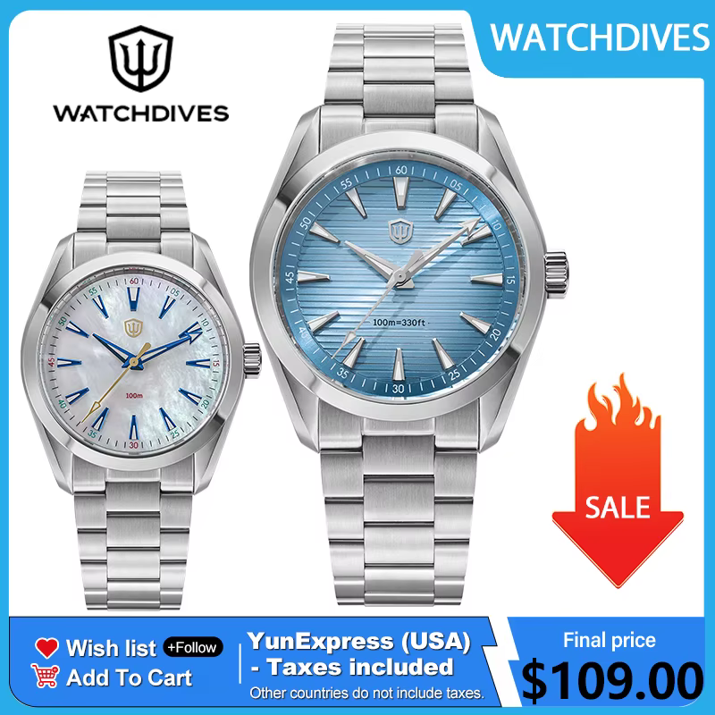 Watchdives WD0006 V2 montre VH31 balayage deuxième mouvement à Quartz saphir lumineux montres en acier inoxydable