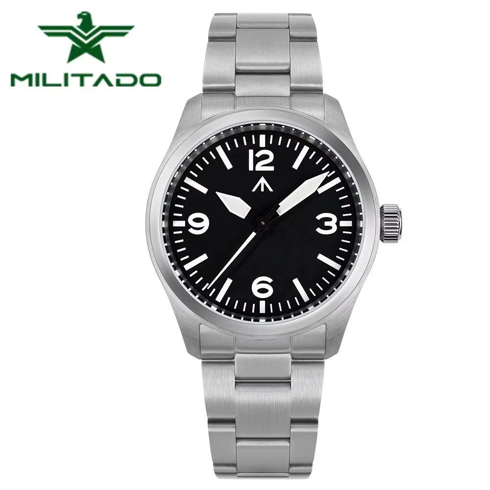 Militado ML08 V2 montre à Quartz Vintage militaire VH31 mouvement Double cristal saphir C3 BGW-9 lumineux étanche 38mm