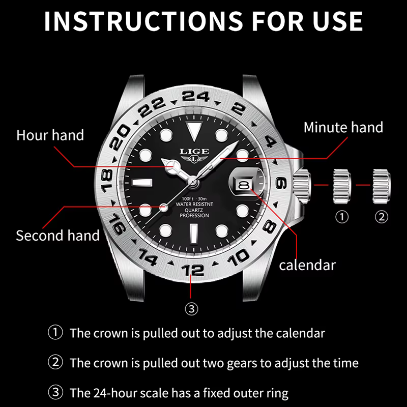 Montre Homme LIGE Tendance : Montre Sportive de Luxe pour Hommes