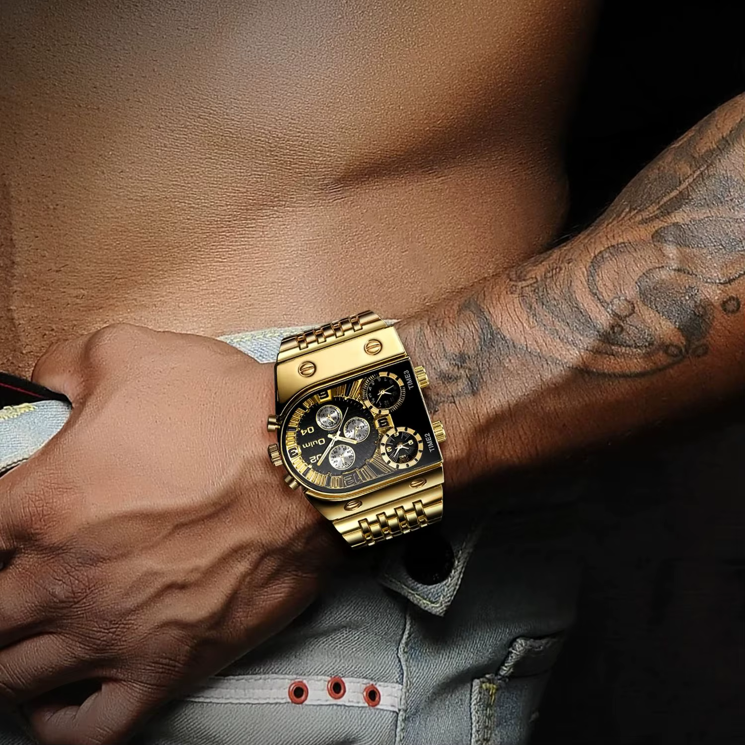 Montre Oulm de luxe multi fuseaux horaires pour homme