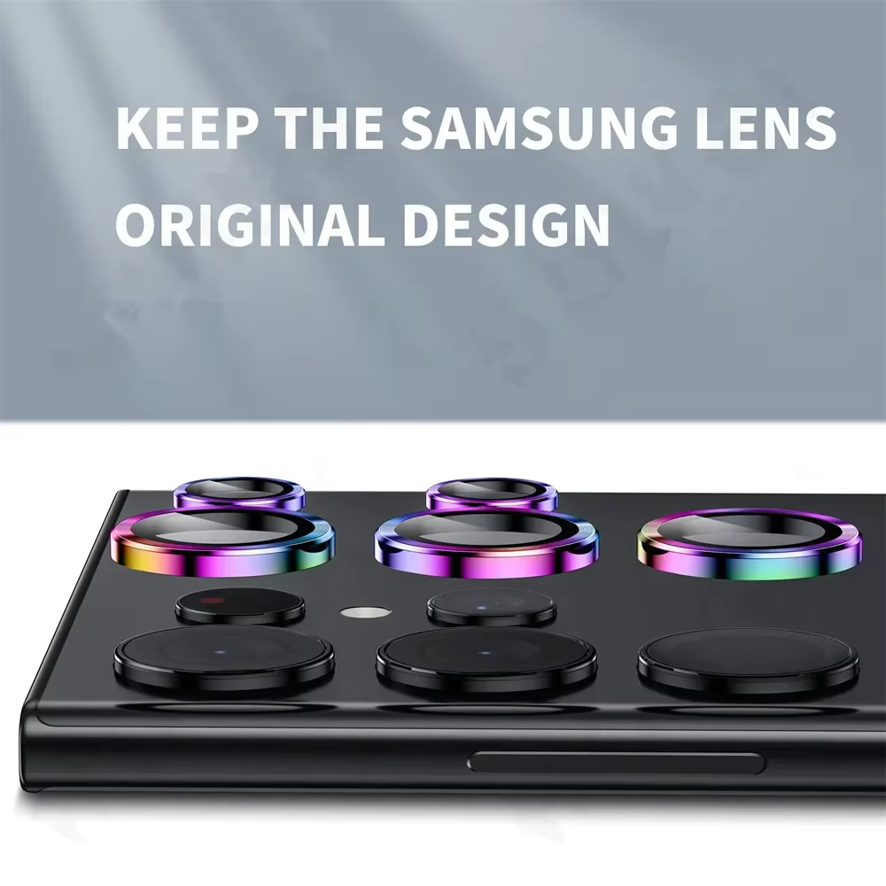 Protection d'objectif d'appareil photo pour Samsung S25 S26 Ultra S24 S23 S22 Ultra, film en verre trempé, anneau en alliage de titane, accessoires pour téléphone