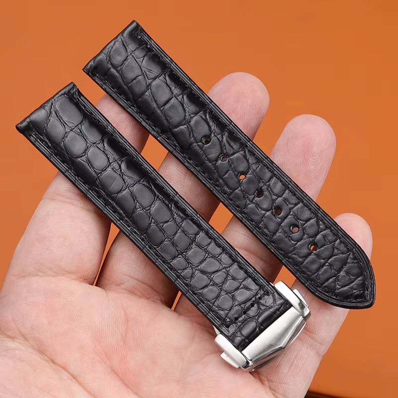 Pour Omega Crocodile bracelet De montre en cuir véritable De Ville hippocampe Super