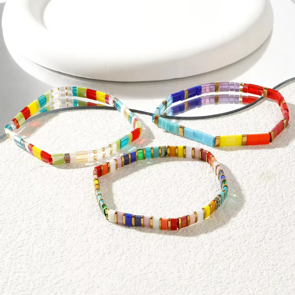 Ensemble de bracelets de perles TILA pour femmes, bohème, coloré, superposition, cadeau, mode, 3 pièces, ensemble