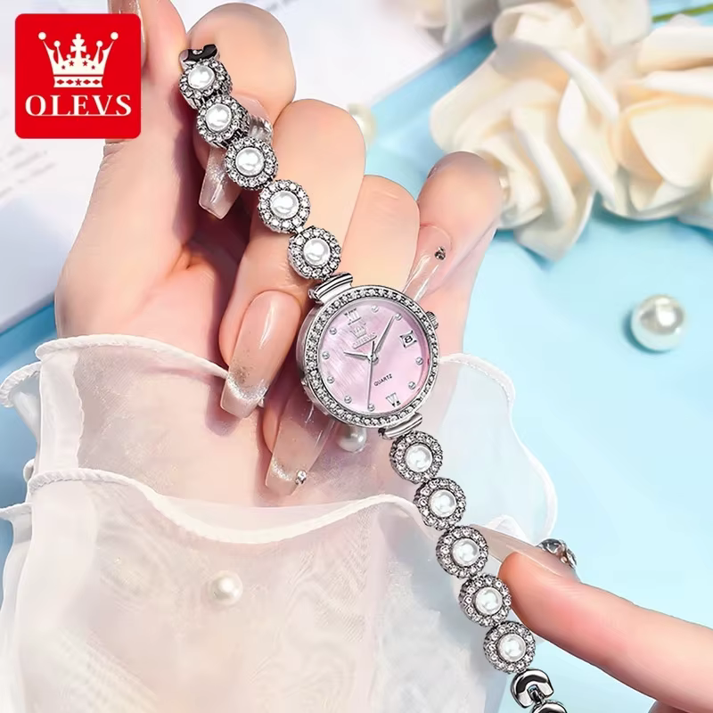 OLEVS 5635 Vintage diamant incrusté montre à Quartz de luxe pour les femmes élégant Bracelet en acier inoxydable haut tendance marque montre-Bracelet