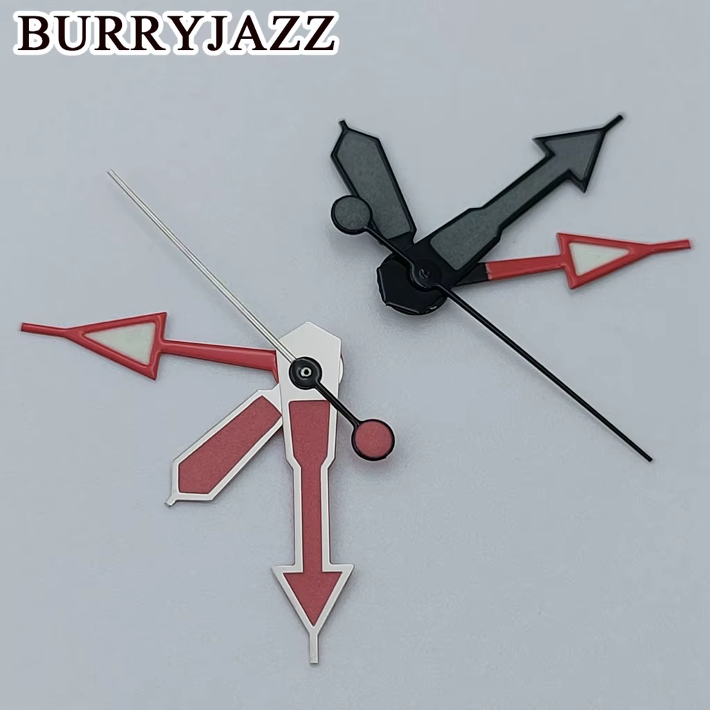 BURRYJAZZ NH34 GMT aiguilles de montre noir bleu blanc Orange rouge