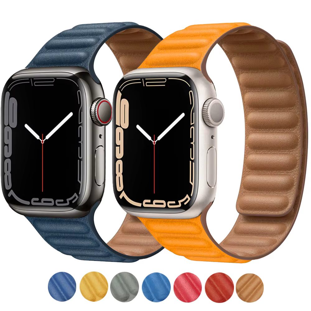 Lien en cuir pour Apple watch 7 bandes 40mm 44mm 42mm 38mm