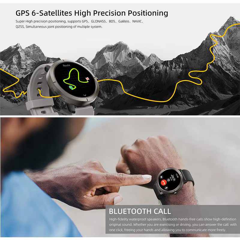 Montre connectée GPS 2026 AMOLED 1.32 HD avec appels Bluetooth, étanche 5ATM, 170 modes sportifs, batterie grande capacité 360mAh, bracelet remplaçable