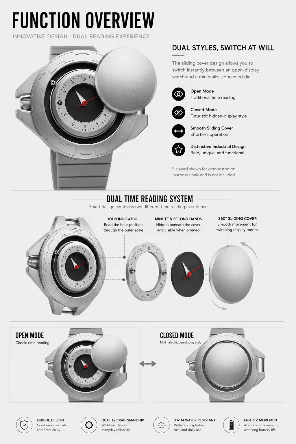 Série Gravity - Airship 360 ° Montre à quartz pour homme Rotating Gorman Watch DG0133