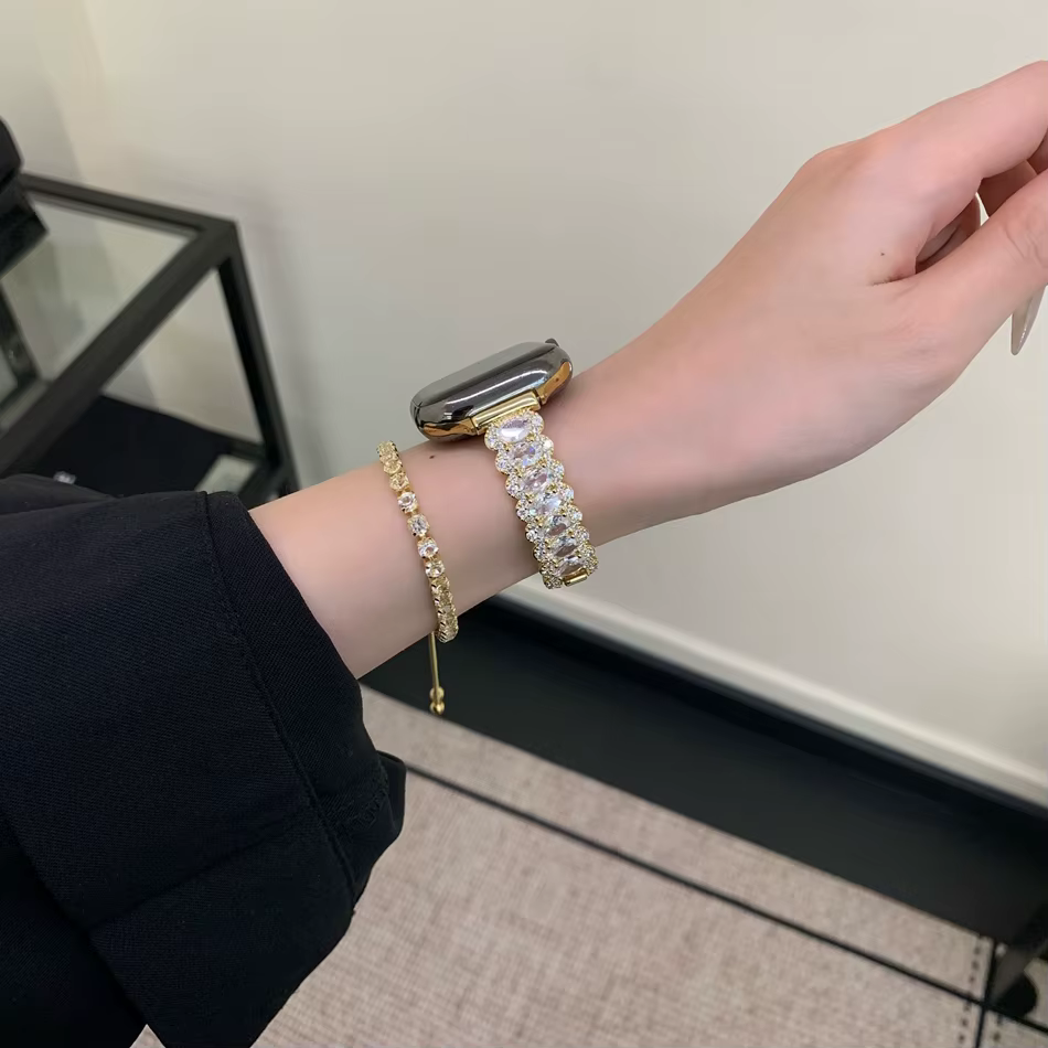 Bracelets de luxe style joaillerie pour Apple Watch Series 11 10 9 8 7 6 5 4 3 2