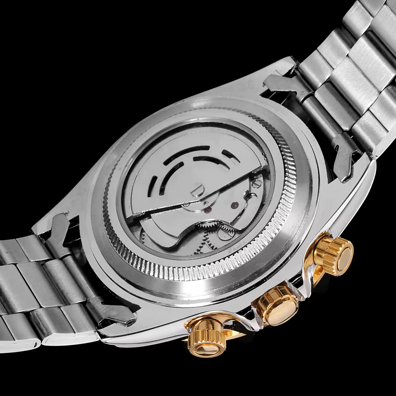JARAGAR luxe multifonctionnel automatique homme montres en acier inoxydable Vintage mécanique étanche mâle poignet