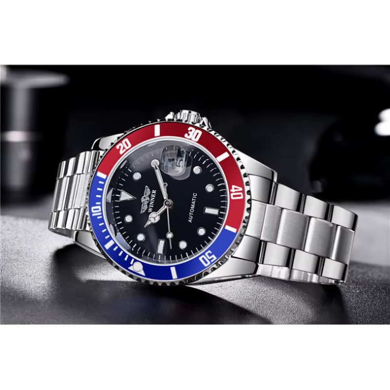 WINNER 002 montres mécaniques automatiques pour homme étanche bracelet en acier inoxydable montre-bracelet calendrier lumineux décontracté hommes montre