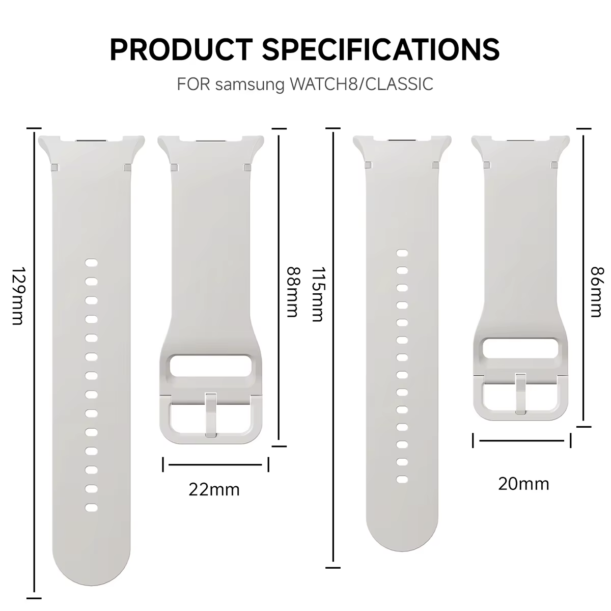 1:1 Bracelet de Sport pour Samsung Galaxy watch 8 44mm 40mm 8 classique 46mm poignet ceinture de remplacement